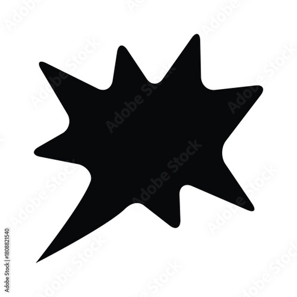 Fototapeta Isolated black starburst shape with irregular sharp points on a white plain background simple design
