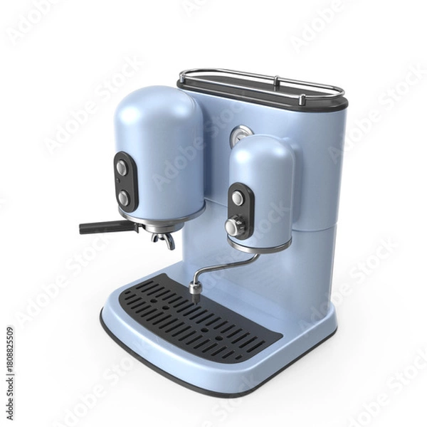 Obraz retro blue espresso machine angled view