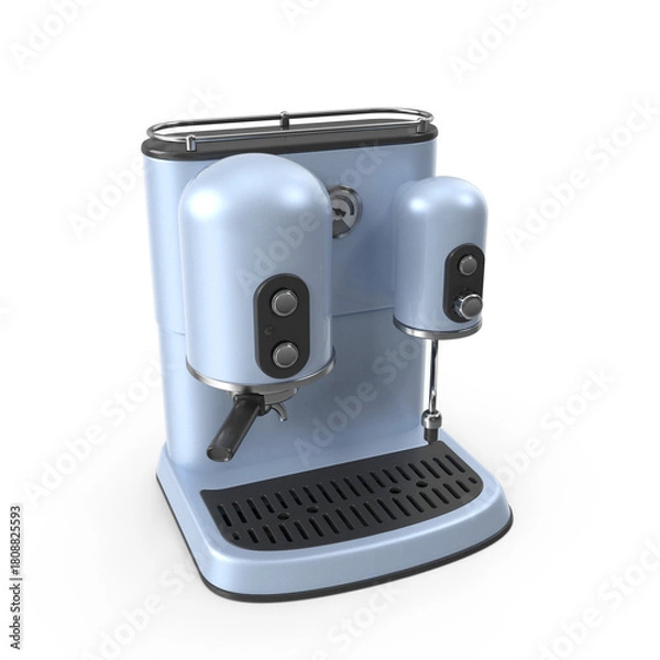 Fototapeta retro blue espresso machine angled view