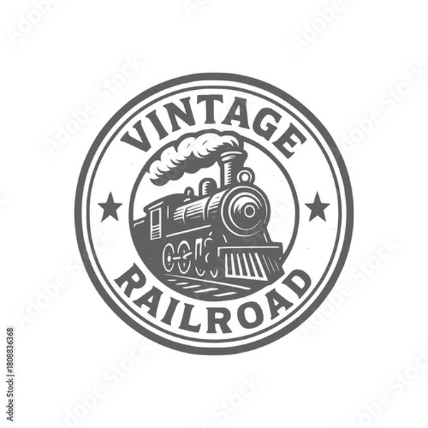 Obraz Vintage Railroad Locomotive Badge Emblem Retro Railway Badge Set – Vintage Train Illustrations