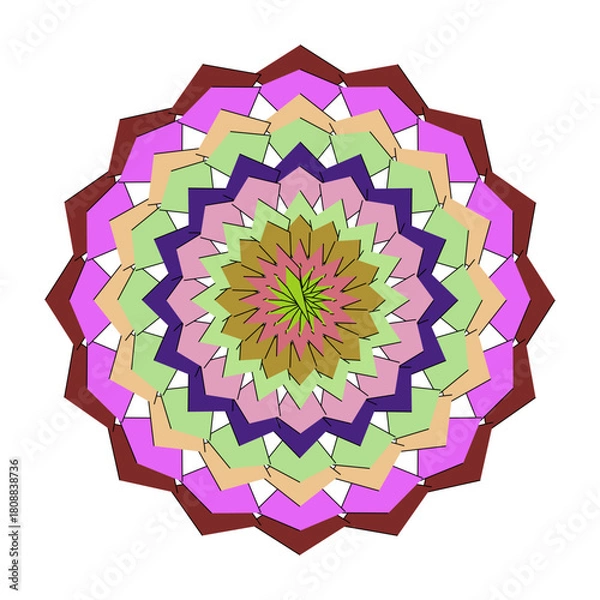 Fototapeta Smoke pastel colored mandala isolated on, a delicate symmetrical pattern