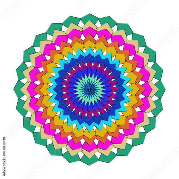 Fototapeta Smoke vibrant mandala isolated on, a colorful and intricate design