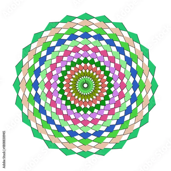 Fototapeta Smoke colorful mandala pattern isolated on, a geometric design