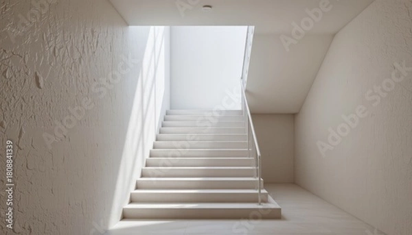 Fototapeta Staircase With Clean Lines and Natural Light in a Minimalist Interior Space