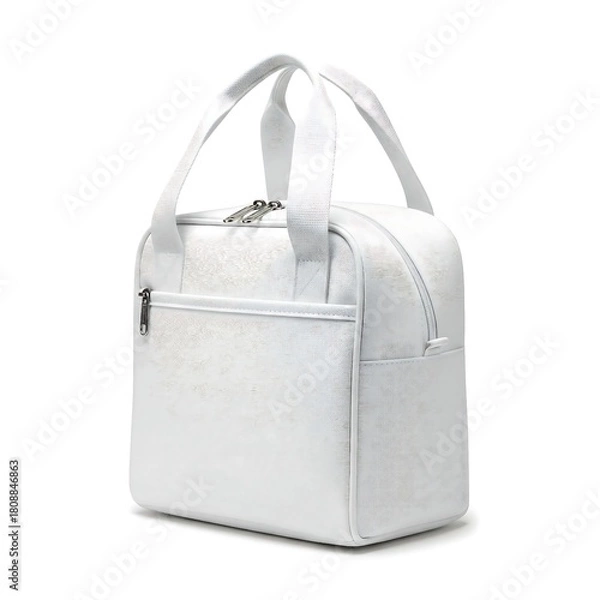 Fototapeta White lunch box bag isolated on white background
