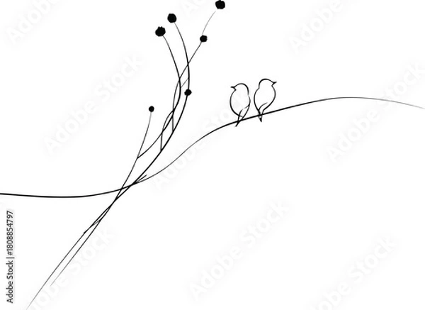 Obraz line art of bird in black and white design