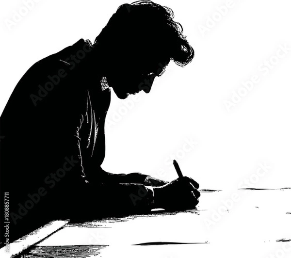 Obraz studying man silhouette illustration