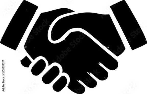 Obraz black and white handshaking illustration