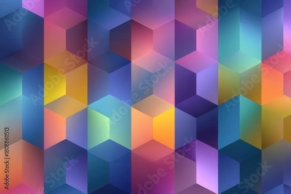 Obraz Geometric 3D Cube Pattern with Vibrant Color Gradient