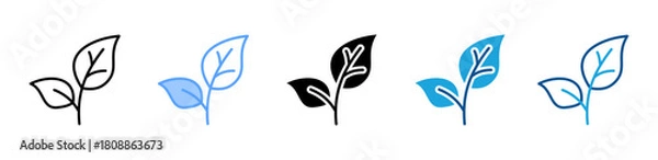 Fototapeta Leaf icon sheet multiple style collection