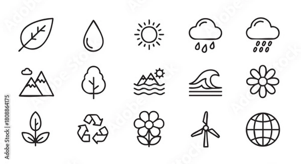 Fototapeta Ecology related icon set on white background for nature concepts