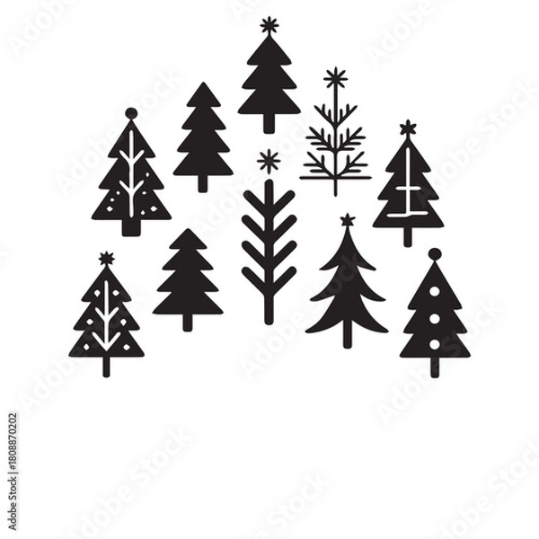 Obraz Christmas tree silhouette vector illustration