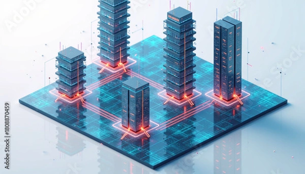 Obraz Futuristic Isometric AI Data Tower Array