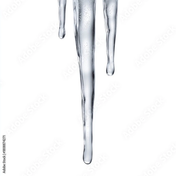 Obraz Transparent icicle with light reflections on white background for winter design concepts