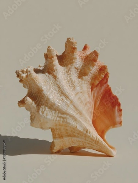 Obraz A close-up of a beautifully textured seashell against a soft backdrop, ideal for marine-themed designs, educational materials about ocean life, or decor elements