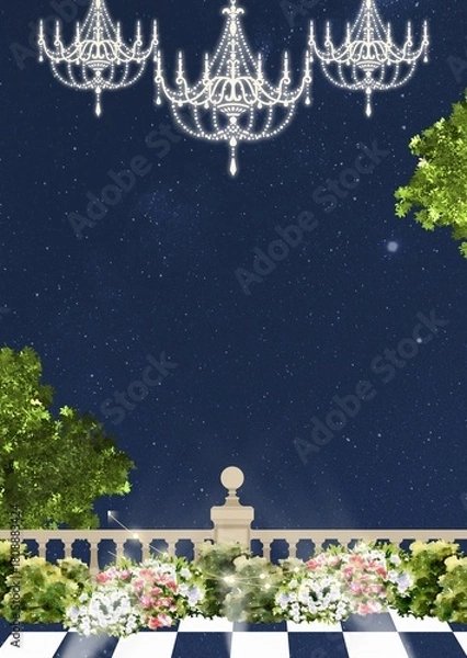 Fototapeta Wedding Invitation Sangeet White and Blue Minimal Blank Card Background