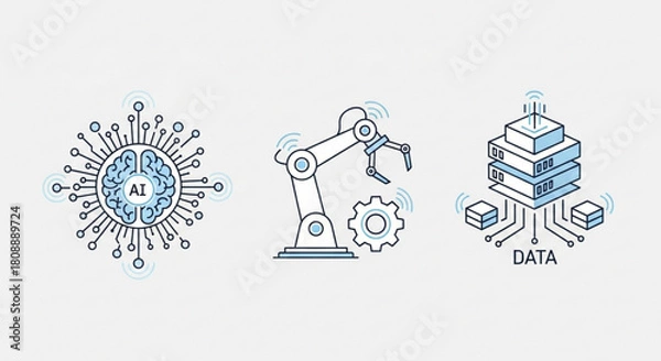 Fototapeta Artificial intelligence machine learning and data science concept for future technology and innovation