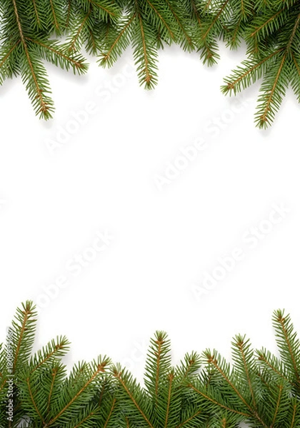Fototapeta [Generative AI] 크리스마스 솔잎 프레임 배경