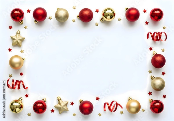 Fototapeta [Generative AI] 크리스마스 오너먼트 프레임 배경