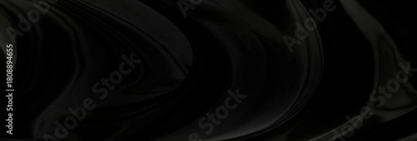 Fototapeta Black gray satin dark fabric texture luxurious shiny that is abstract silk cloth panorama background with patterns soft waves blur beautiful.