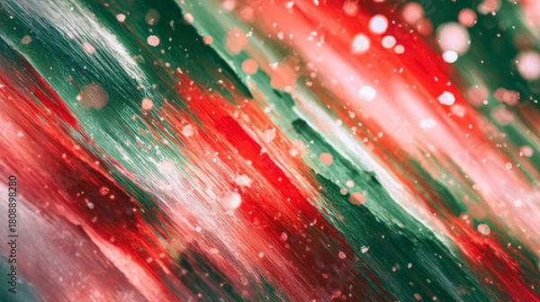 Obraz Vibrant abstract background featuring red and green hues with sparkling lights, perfect for Christmas holiday themes and festive designs