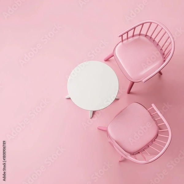 Obraz Pink chairs and table