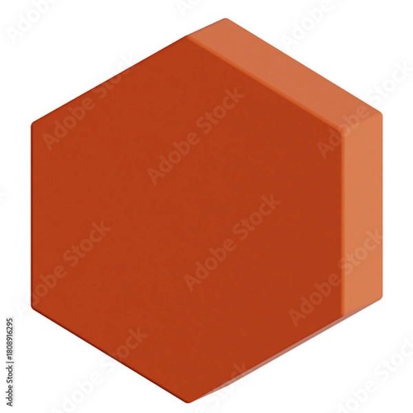 Obraz Modern 3D Burnt Orange Hexagon Geometric Technology Block Render