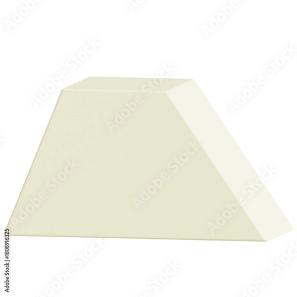 Fototapeta Minimalist Cream Geometric Trapezoid Block 3D Object Isolated