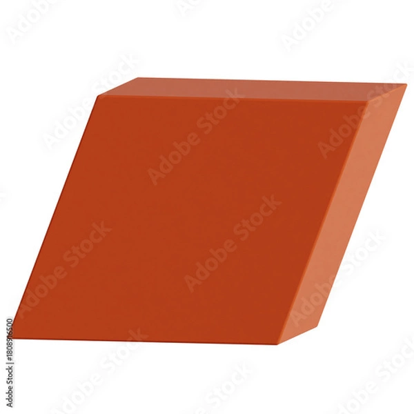 Fototapeta 3D geometric parallelogram shape orange terracotta color abstract element black backdrop