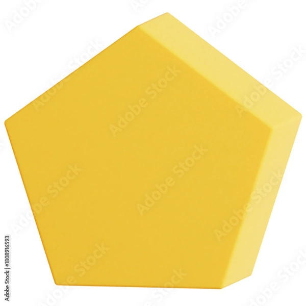 Obraz 3D Yellow Gold Pentagon Geometric Shape Isolated Element