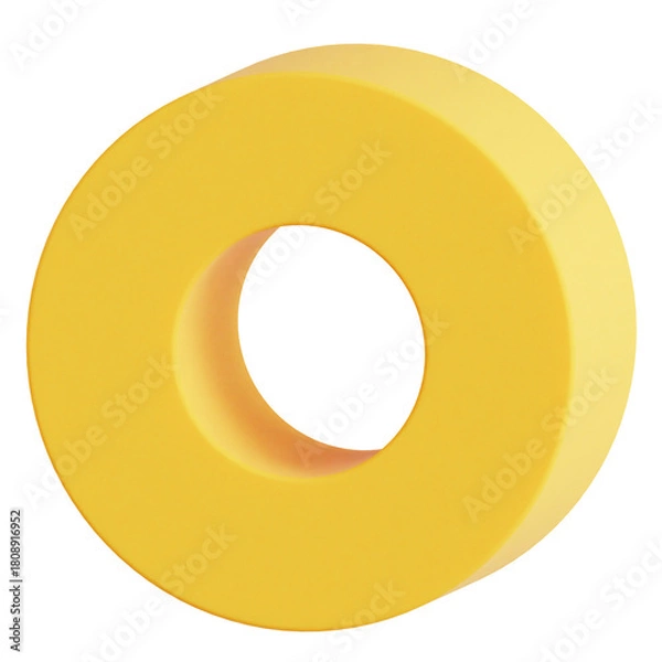 Obraz 3D Yellow Torus Shape Modern Geometric Ring Icon Render Isolated