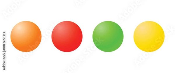 Obraz Set of Four 3D Gradient Sphere Icons or Glossy Buttons in Red Green Yellow and Orange Colors