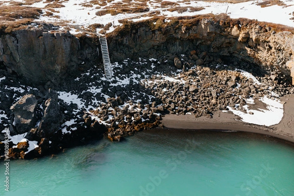 Fototapeta Turquoise water and rock formations on the Skjálfandafljót river, Iceland