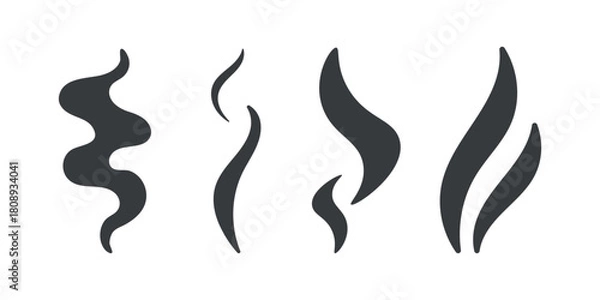 Obraz Silhouette of steam from hot dishes and drinks. Steam set.