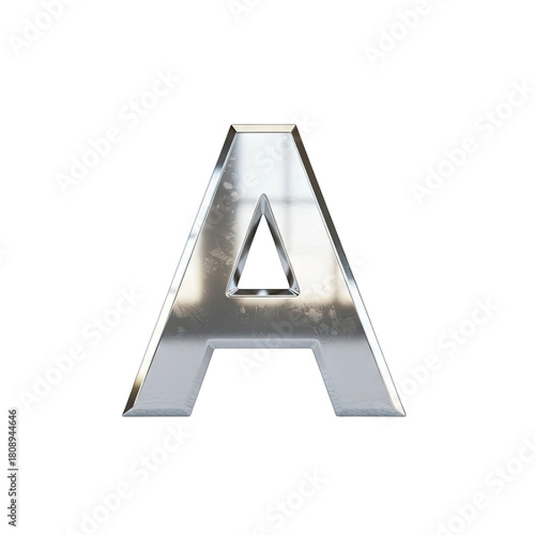 Fototapeta A Silver Metallic Letter A Isolated on a Black Background with Subtle Distressed Texture Ideal for Graphic Design and Branding Projects