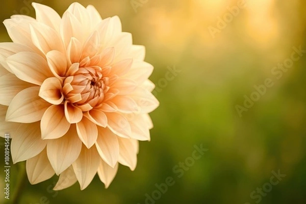 Obraz A flower with a yellow center and green leaves