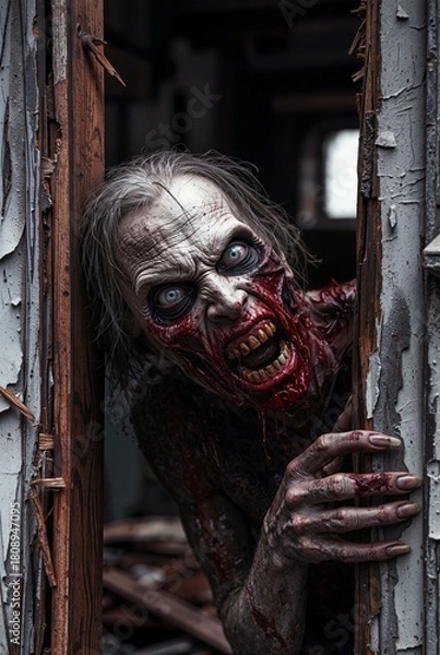 Obraz Zombie in a decrepit ruin