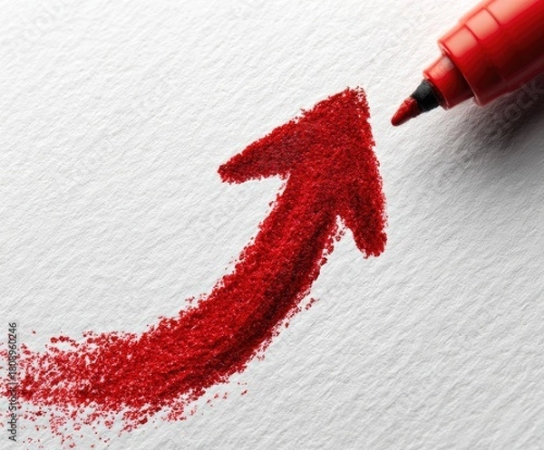 Fototapeta red arrow on white background