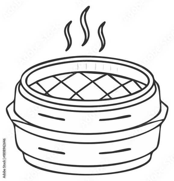 Obraz Steaming Dim Sum Basket Illustration Traditional Asian Cuisine