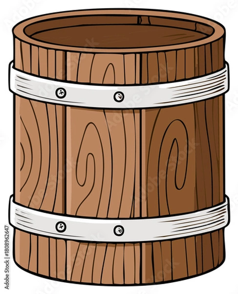 Obraz Wooden Barrel Vector Illustration for Storage or Beverage Container