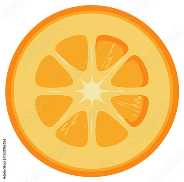 Obraz Vibrant vector illustration of a fresh orange citrus fruit slice showing juicy segments and peel