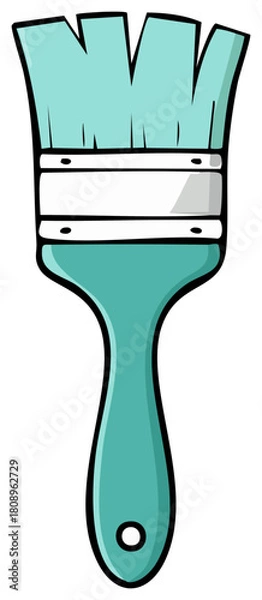 Obraz Turquoise Paintbrush with Black Outline for Artistic Creations and Home Improvement