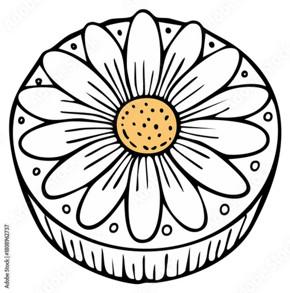 Obraz Stylized Daisy Mandala with Orange Center and Delicate White Petals
