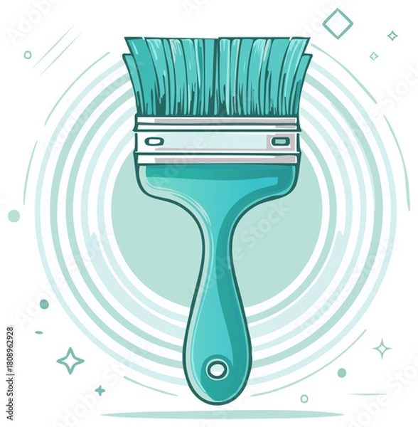Obraz Turquoise paintbrush vector illustration for creative art and renovation projects