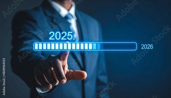 Obraz Progress bar slider year future technology innovation advancement transformation digital transition hand 