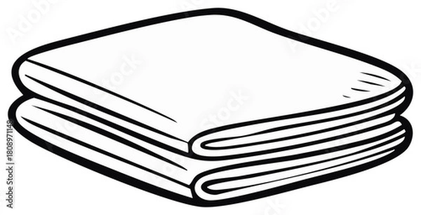 Fototapeta Folded Clothes in a Stack, Simple Outline, Clean Laundry Illustration