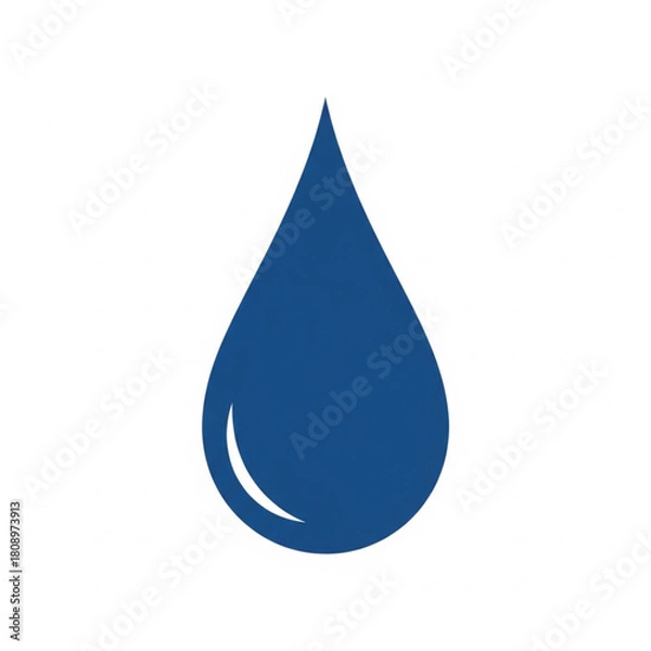 Fototapeta Water droplet silhouette vector icon on white background 