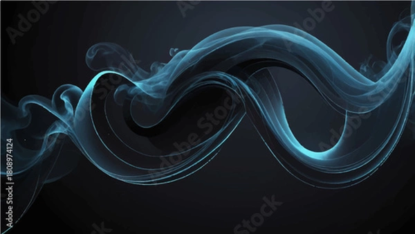 Obraz Abstract blue smoke swirl design with fractal light lines and flowing waves motion effect