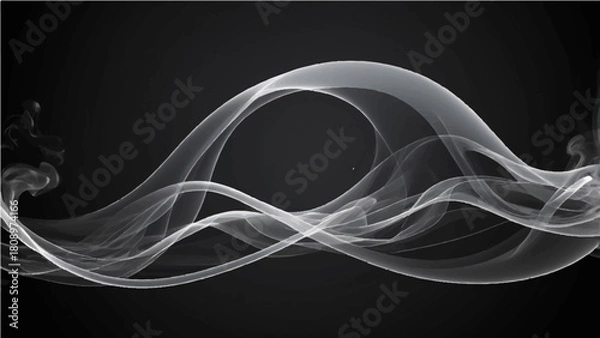 Fototapeta Abstract smoke light curve pattern on black background for wallpaper design illustration