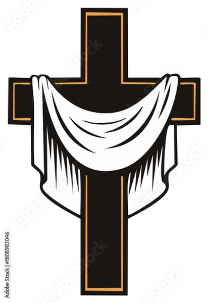 Fototapeta Christian Cross draped with White Cloth Symbolizing Resurrection and Faith